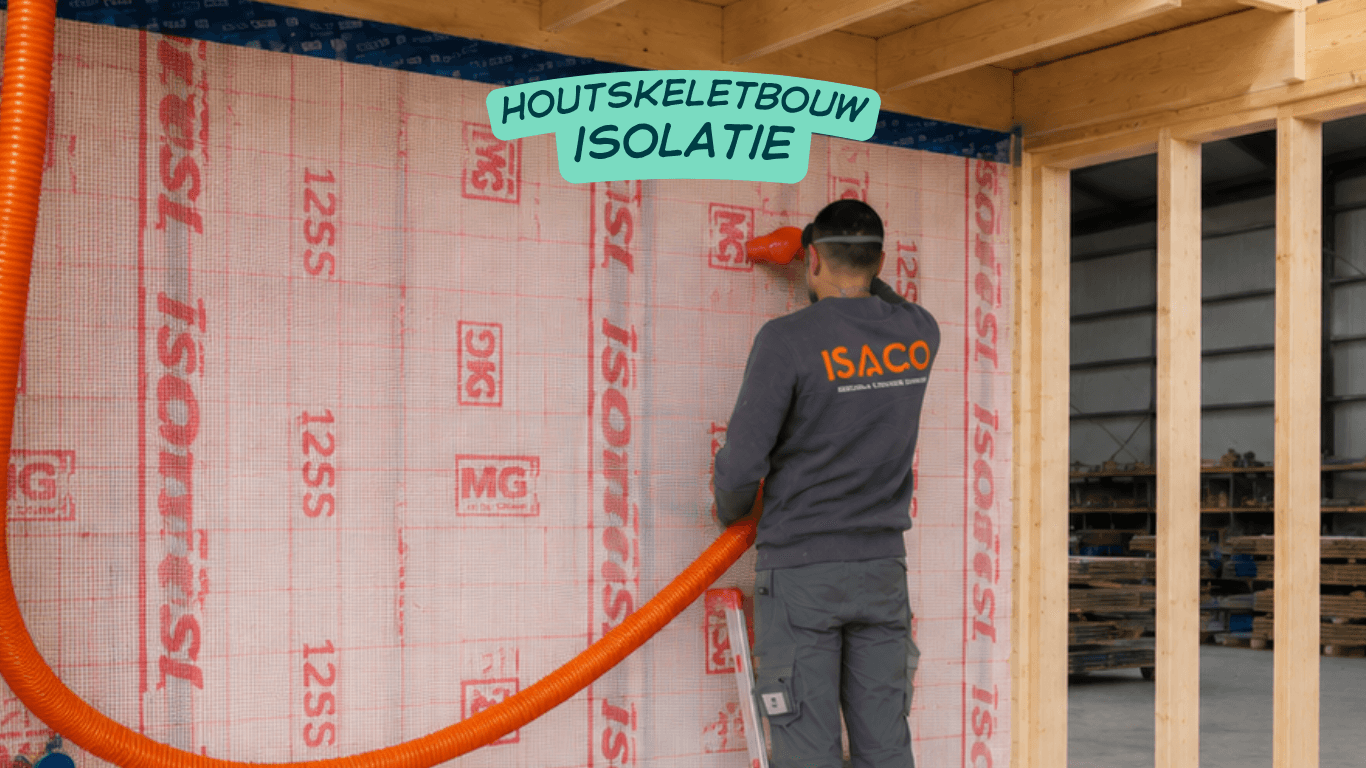 Houtskeletbouw hsb isolatie inblazen vlokken isaco 